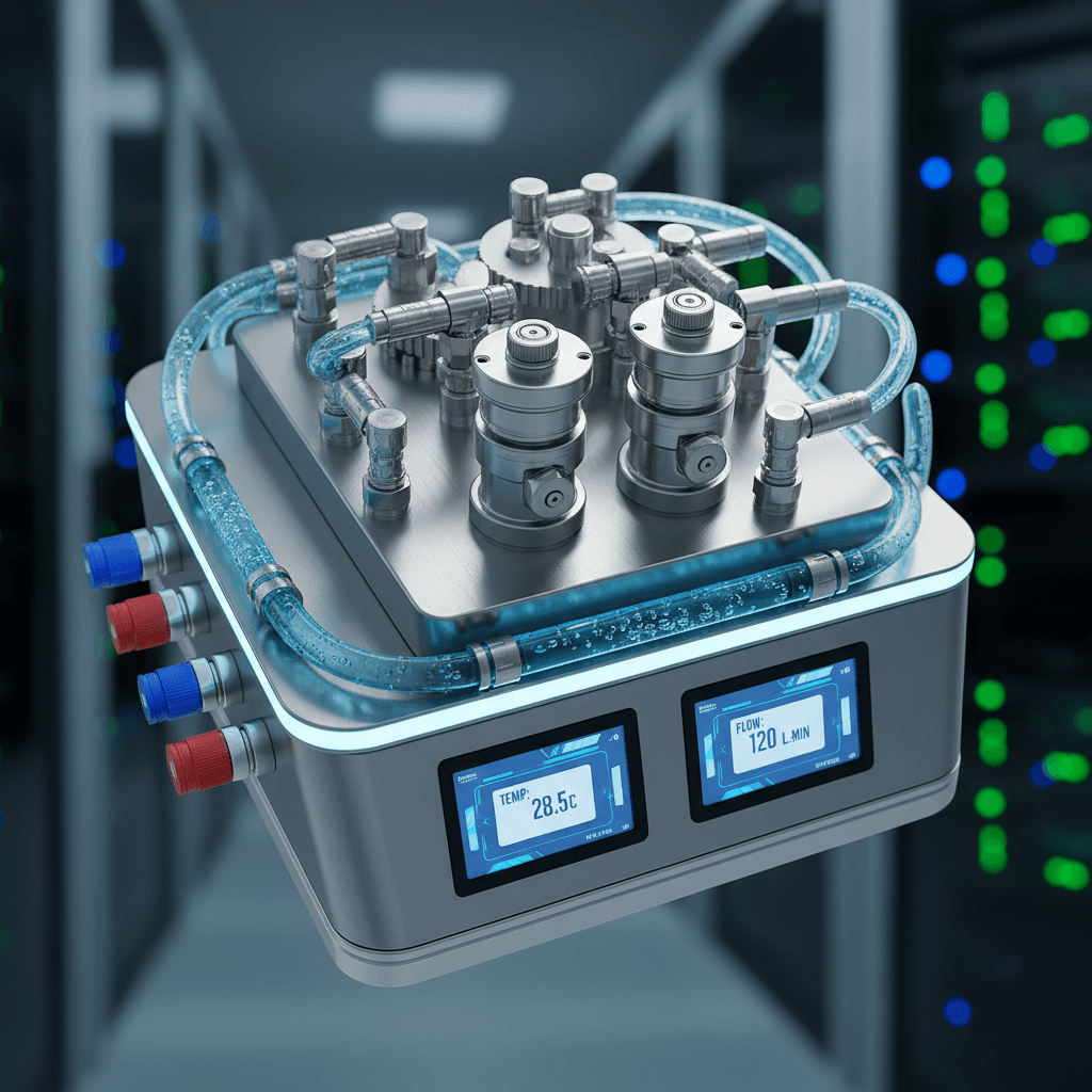 Close-up of advanced spacecraft electronic hardware with cooling components